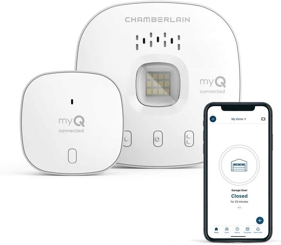 CHAMBERLAIN Smart Garage Control - Wireless Garage Hub and Sensor with Wifi & Bluetooth - Smartphone Controlled, myQ-G0401-ES, White 24hrsmart